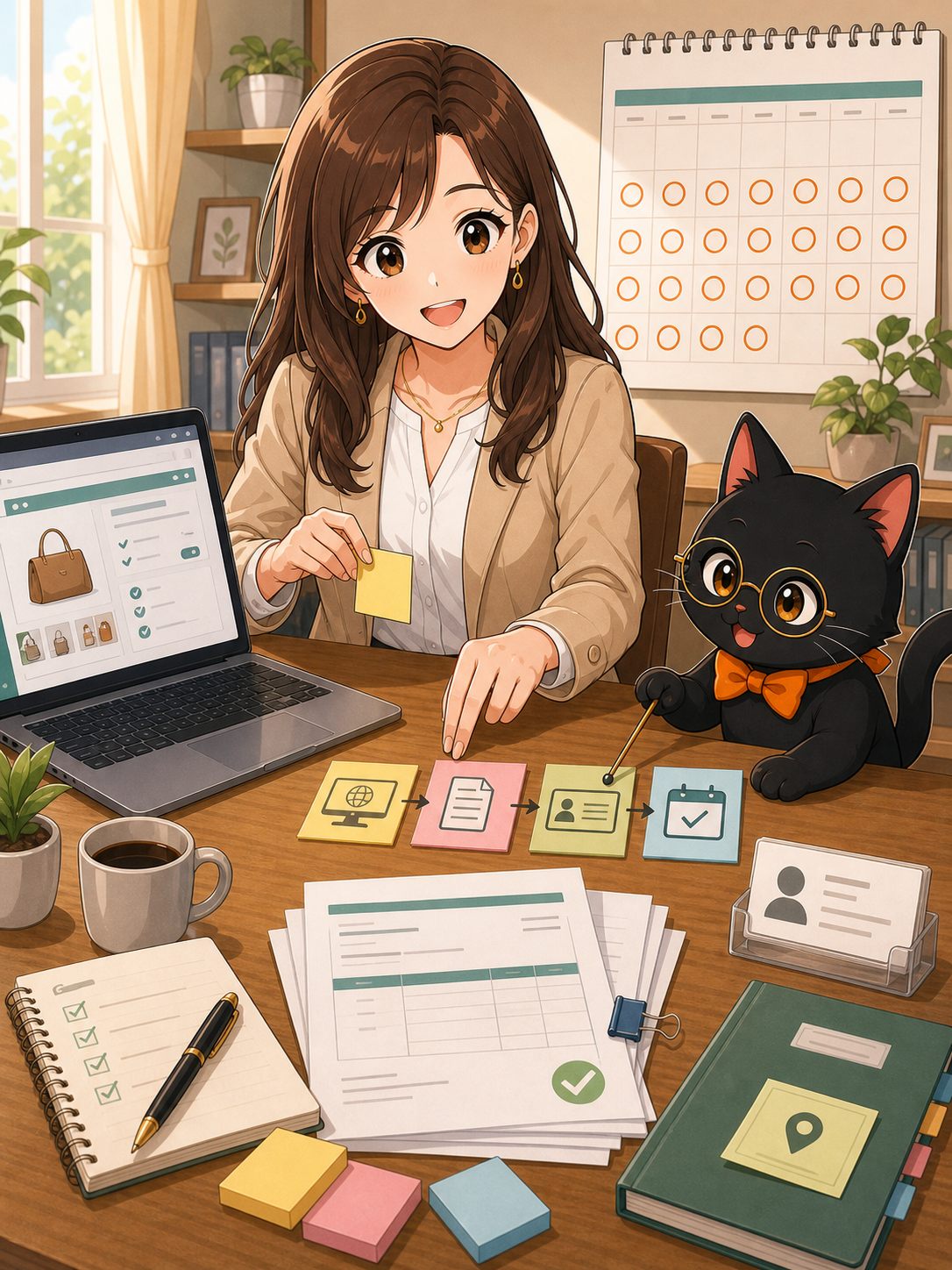 ナビ子とクロタが申し込み後30日でやることを整理する状況漫画画像