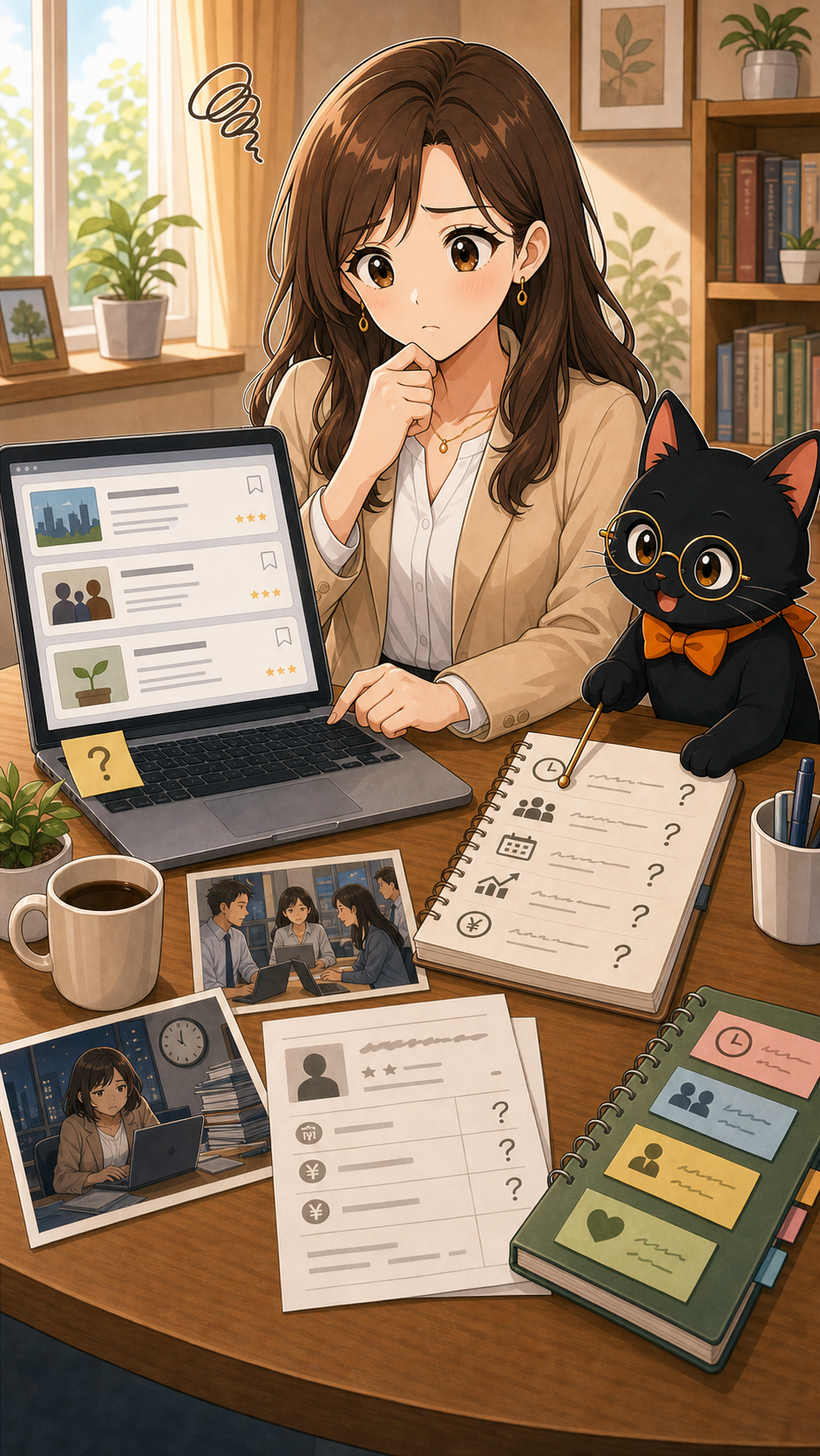 ナビ子とクロタが転職サイトだけでは見えない条件を整理する状況漫画画像