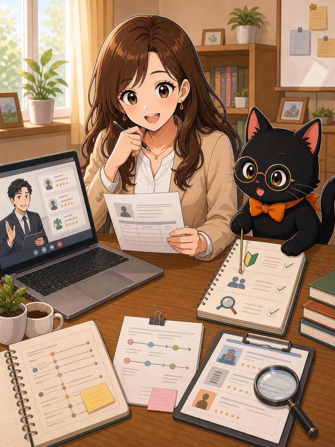 ナビ子とクロタがユメキャリ転職エージェントが向く人を説明する状況漫画画像