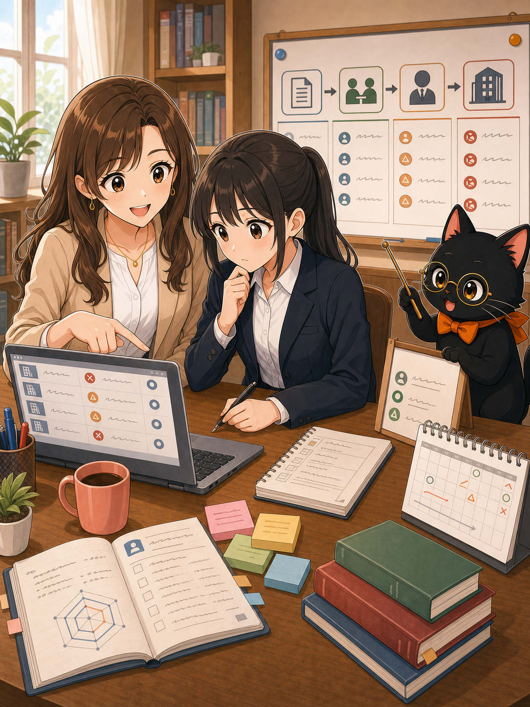 ナビ子とクロタがナビサイトだけで就活を進める限界を説明する状況漫画画像