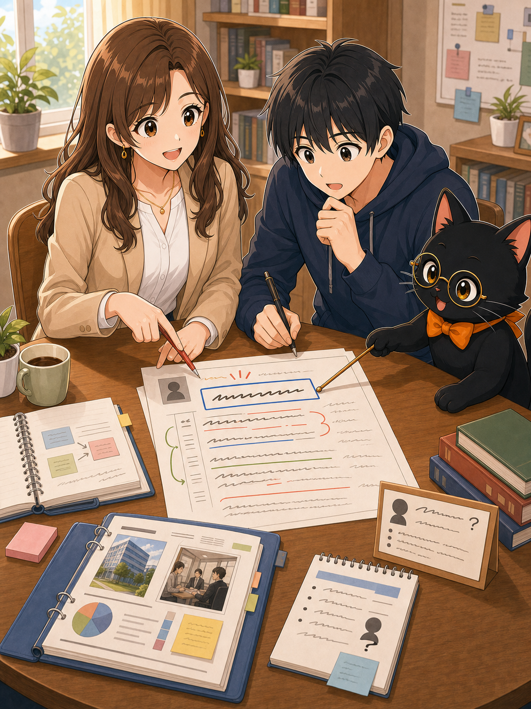 ナビ子とクロタがES添削で見るべきポイントを整理する状況漫画画像