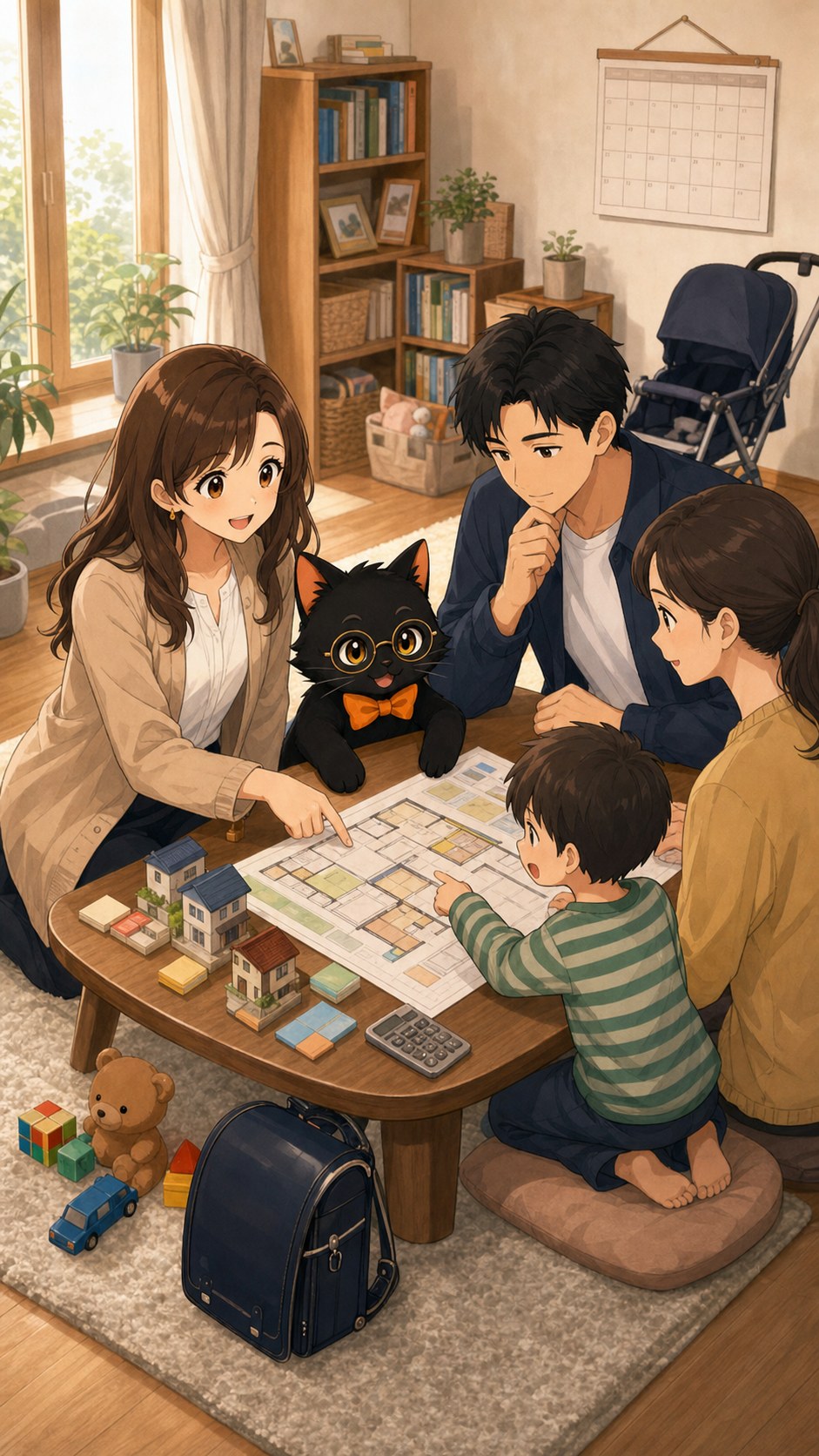 家族構成や学校区を考えて住まいを相談する場面