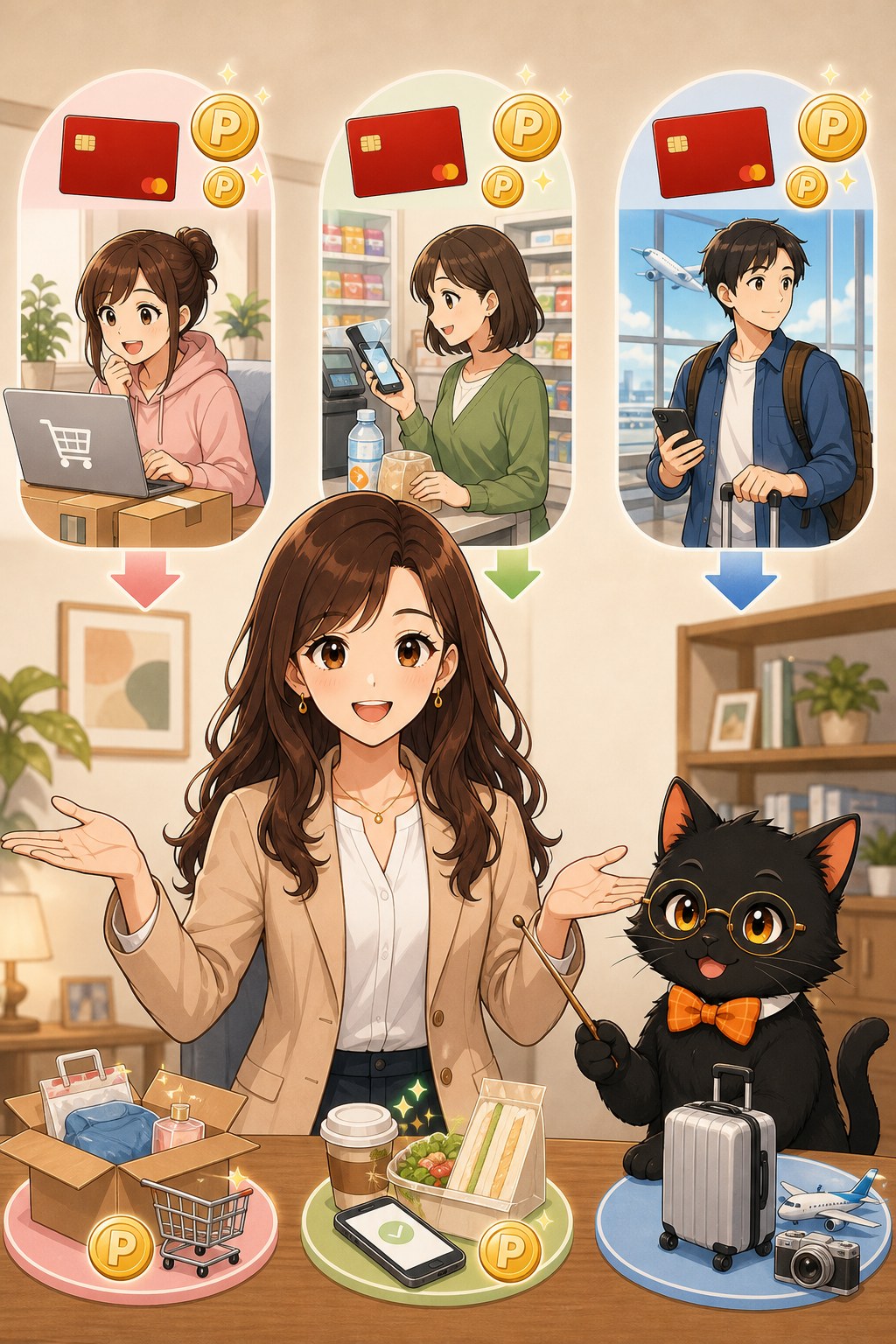 生活スタイル別に楽天カードの向き不向きを比べる場面