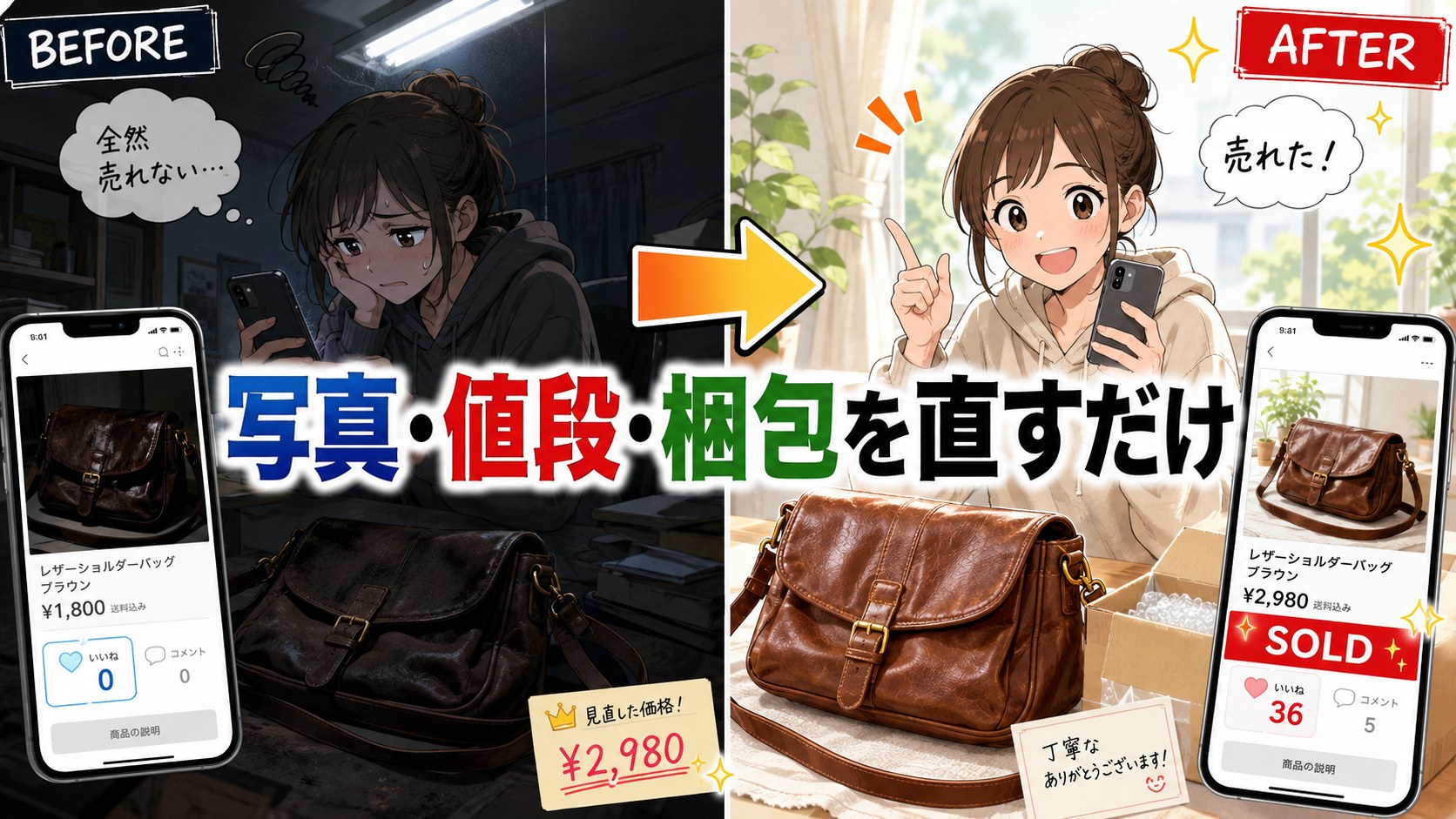 メルカリ出品のコツ完全ガイドのメインビジュアル