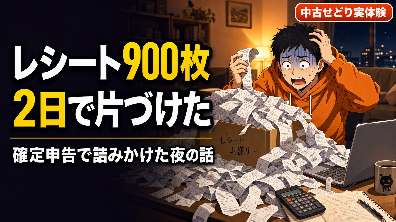 中古せどりの確定申告体験談。レシート900枚を2日で片づけた話のメインビジュアル