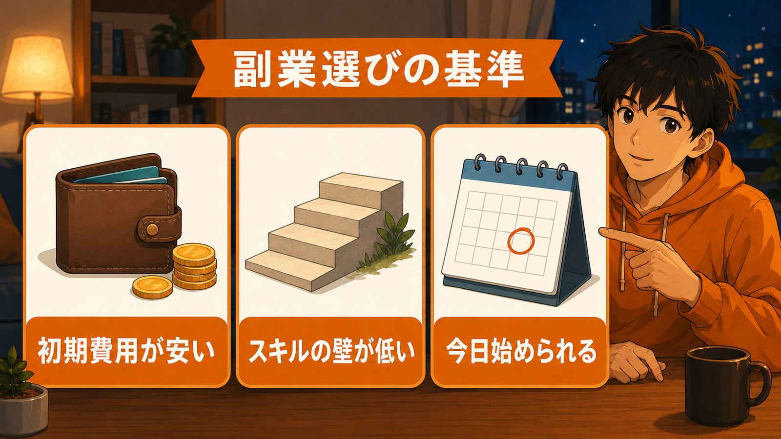 副業選びの3つの基準の図解