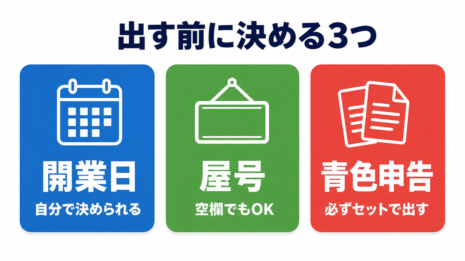 開業届を出す前に知っておきたい3つのポイントの図解