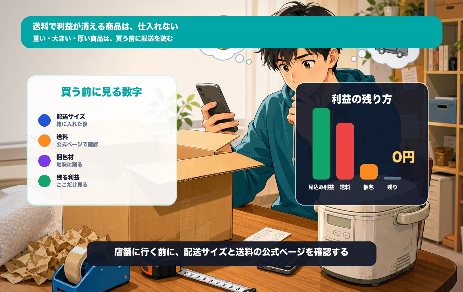中古せどりで送料が利益を消す商品の図解