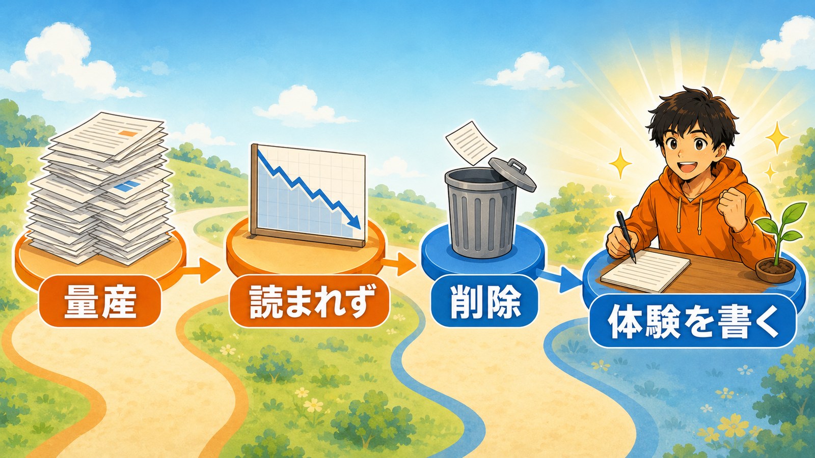 ブログ立て直しのステップ地図