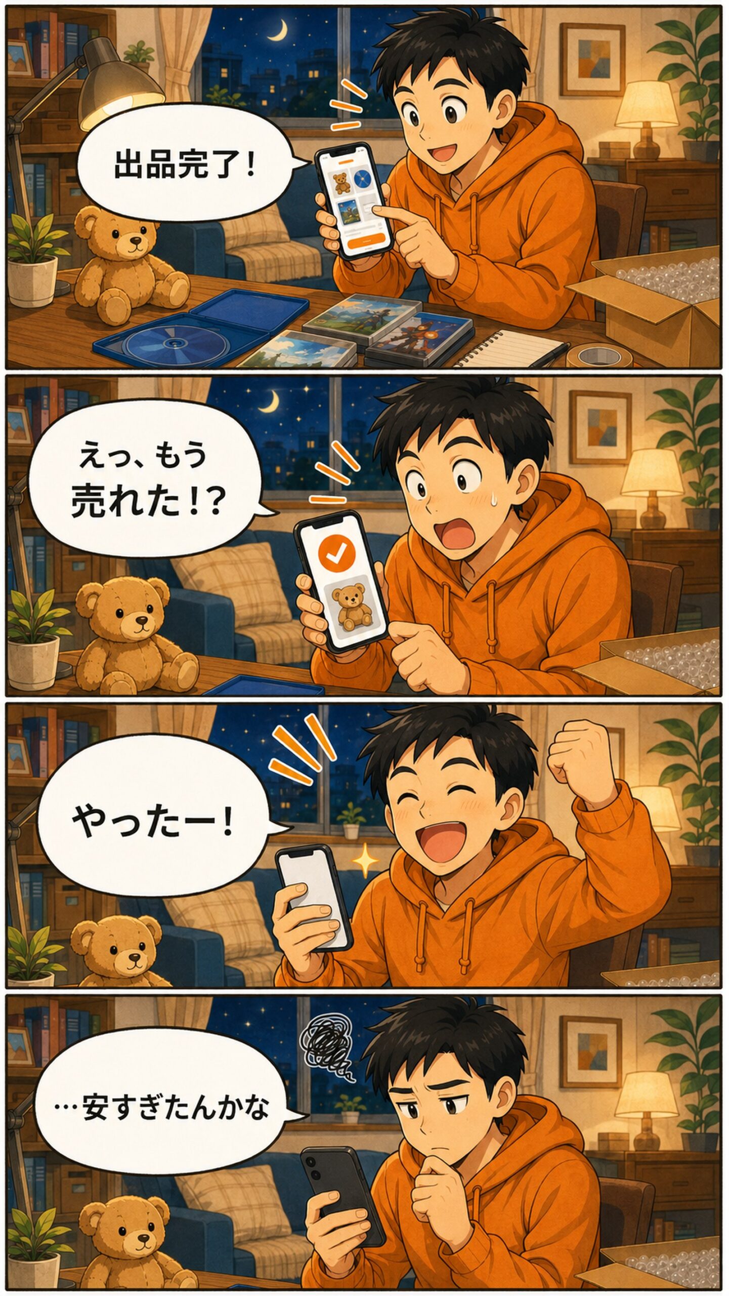 メルカリ出品あるあるの4コマ漫画