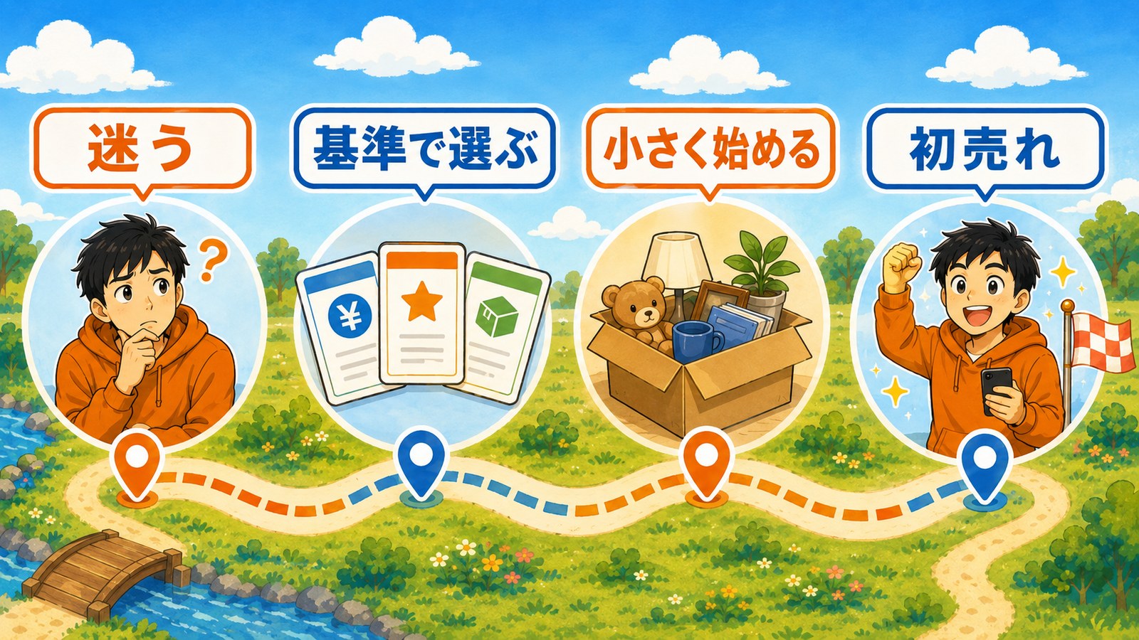 副業の始め方のステップ地図
