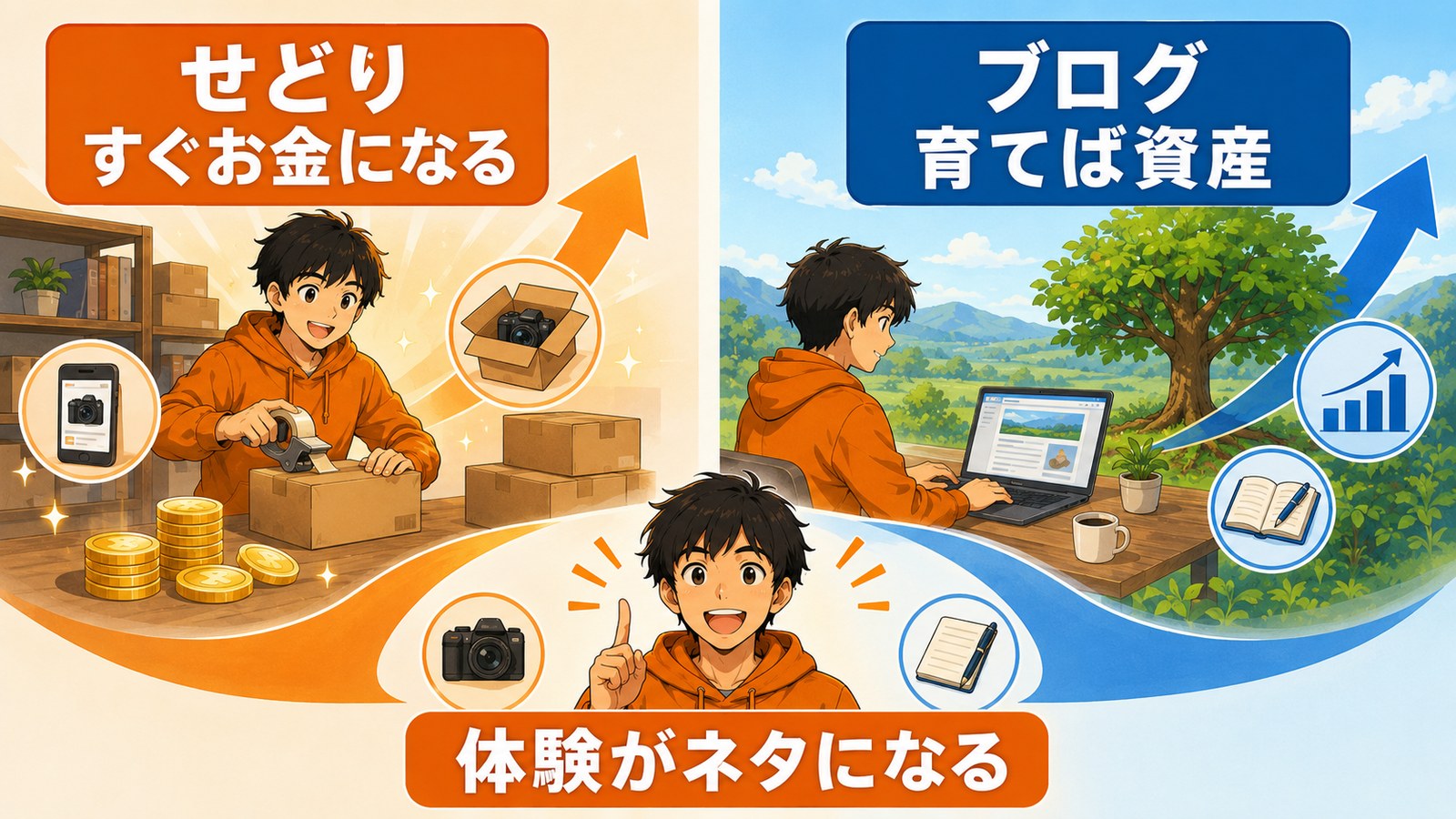 ブログとせどりの組み合わせの図解