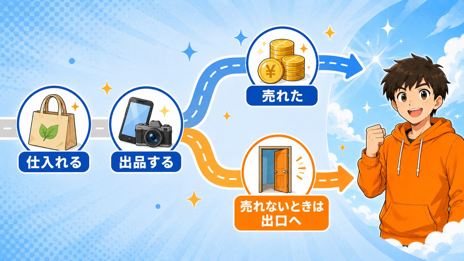 中古せどり工程のステップ地図（損切り編）