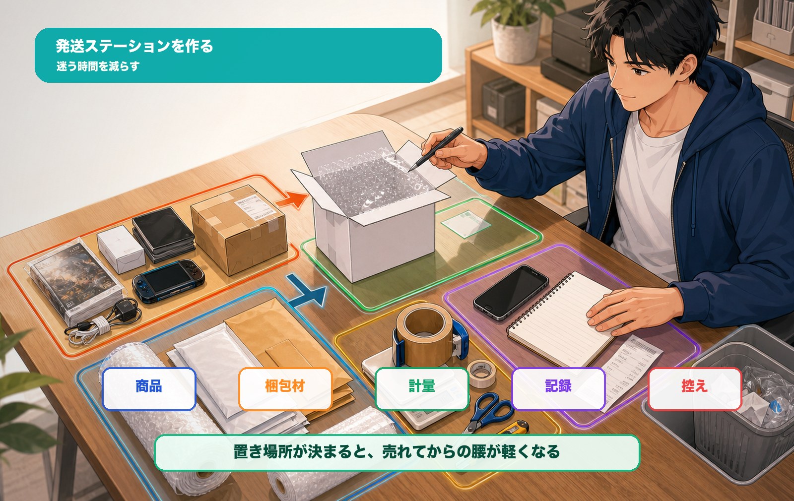 中古せどりの発送ステーションを作る図解