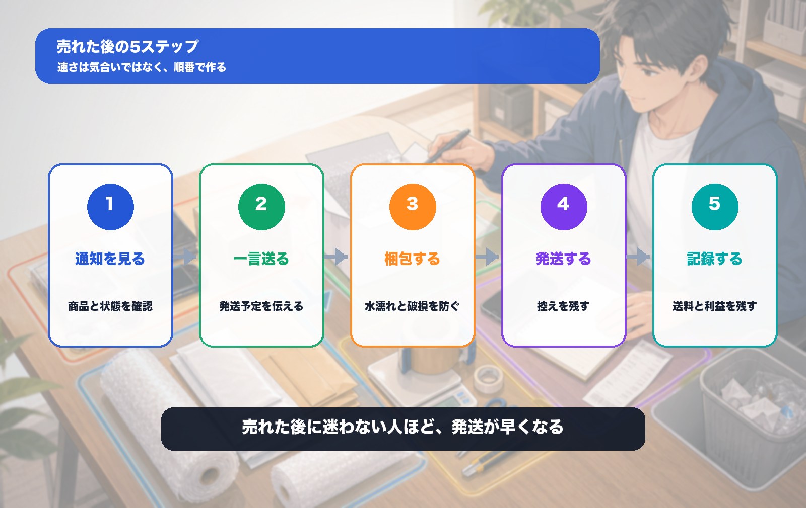 中古せどりで売れた後の5ステップ図解