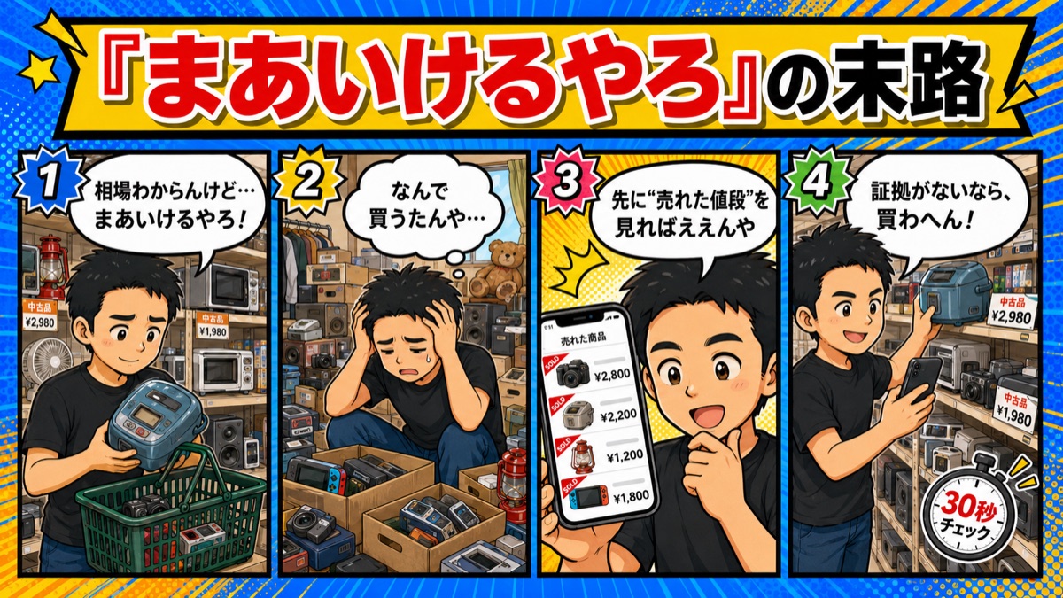 迷って買った商品が在庫になる4コマ漫画