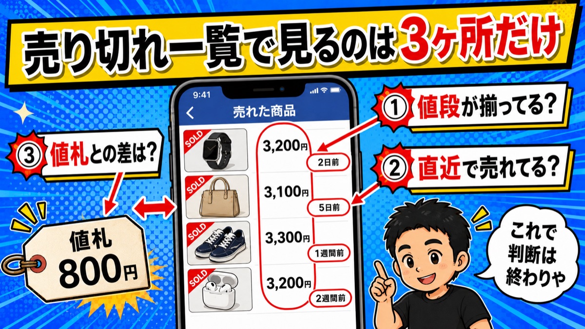 売り切れ一覧のどこを見るかの図解