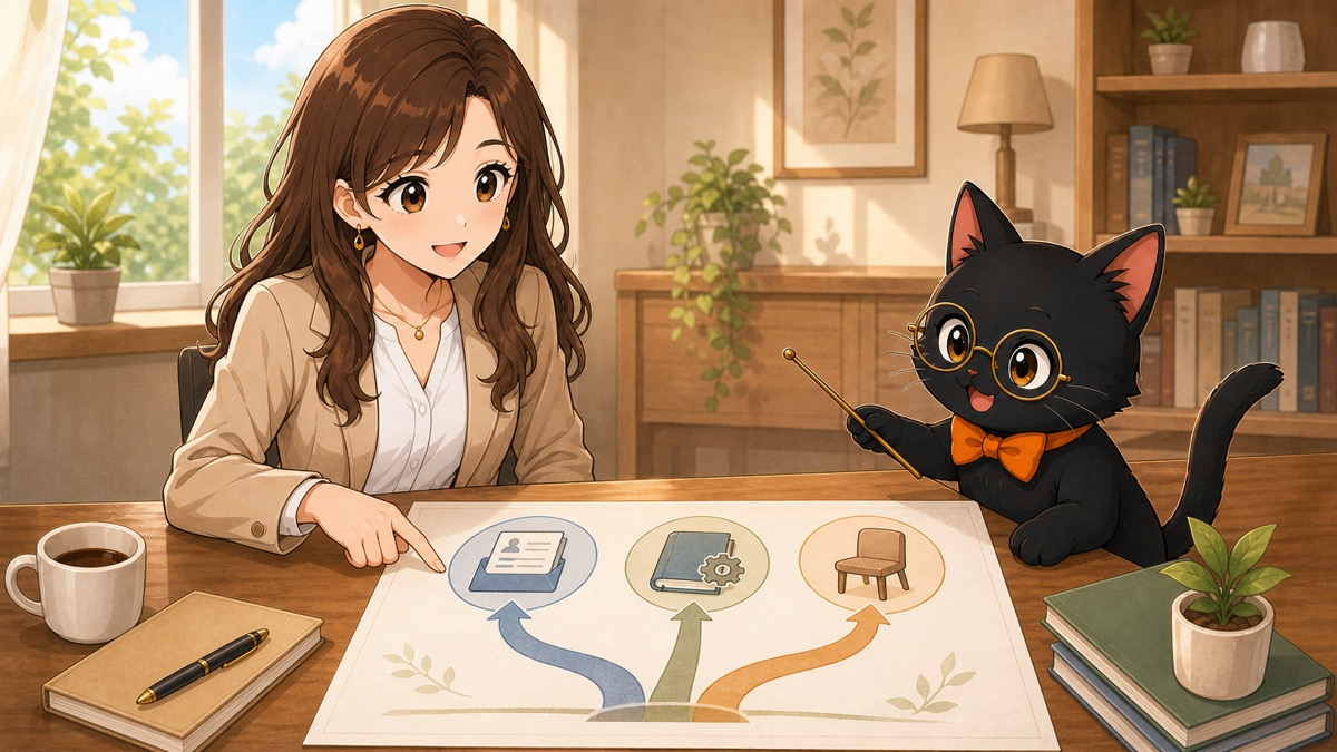 TechGoで紹介が難しい場合も、次の選択肢へ目を向けるナビ子とクロタ先生